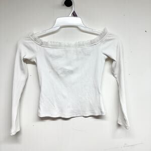 By The Way Women White Off Shoulder Long Sleeve Crop Top Size Small